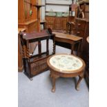 A Group of Furniture, comprising: A Mahogany Serpentine Fronted Dropleaf Side Table, 79cm by 39cm (