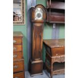 An Oak Chiming Small Longcase Clock, early 20th century, the triple barrel movement quarter