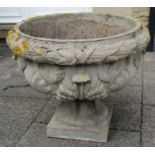 A Composition Pedestal Planter, decorated with acanthus leaves, 64cm diameter by 54cm