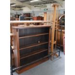 A Mahogany Open Bookcase, with adjustable shelves, 122cm by 25cm by 122cmAn Oak Coat Stand, early