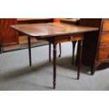 A Regency Mahogany Pembroke Table, on reeded supports, 95cm (open) by 93cm by 72cm