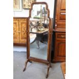 A Mahogany Cheval Mirror, 63cm by 156cmGenerally good condition.