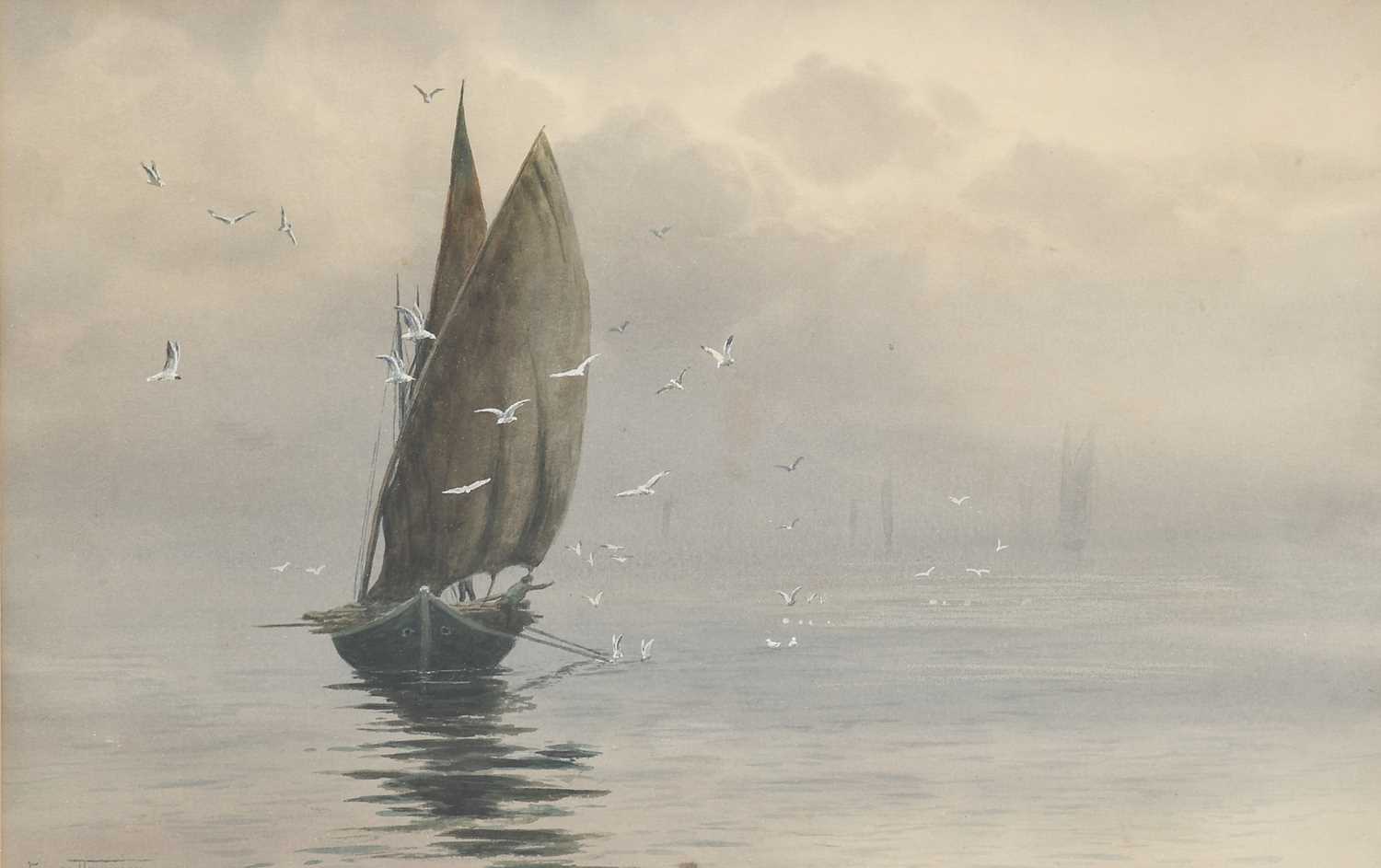 Edward Horace Thomson (1879-1949)Fishing boat attracting seagullsSigned and dated 1921, watercolour, - Image 5 of 6