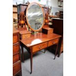 An Edwardian Inlaid Mahogany Dressing Table, 105cm by 52cm by 160cm