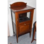 An Edwardian Inlaid Mahogany Part Glazed Music Cabinet, 54cm by 37cm by 114cmA Crossbanded