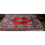 Turkish Rug of Transylvanian Design, the cream field with sky blue medallion framed by ivory