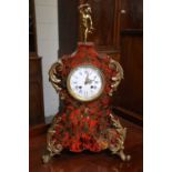 A Large "Boulle" Striking Mantel Clock, circa 1890, the elaborate case with tortoiseshell veneer and