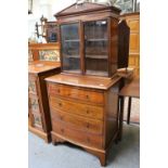 A Small Crossbanded Mahogany Four Height Chest of Drawers, 67cm by 45cm by 82cmA Bespoke Made Glazed