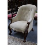 A Victorian Rosewood Framed Button-Back Chair