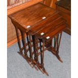 A Nest of Four Reproduction Spindle Leg Tables, the largest 49cm by 34cm by 70cm