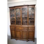 A Reproduction Mahogany Breakfront Bookcase, 156cm by 42cm by 210cm