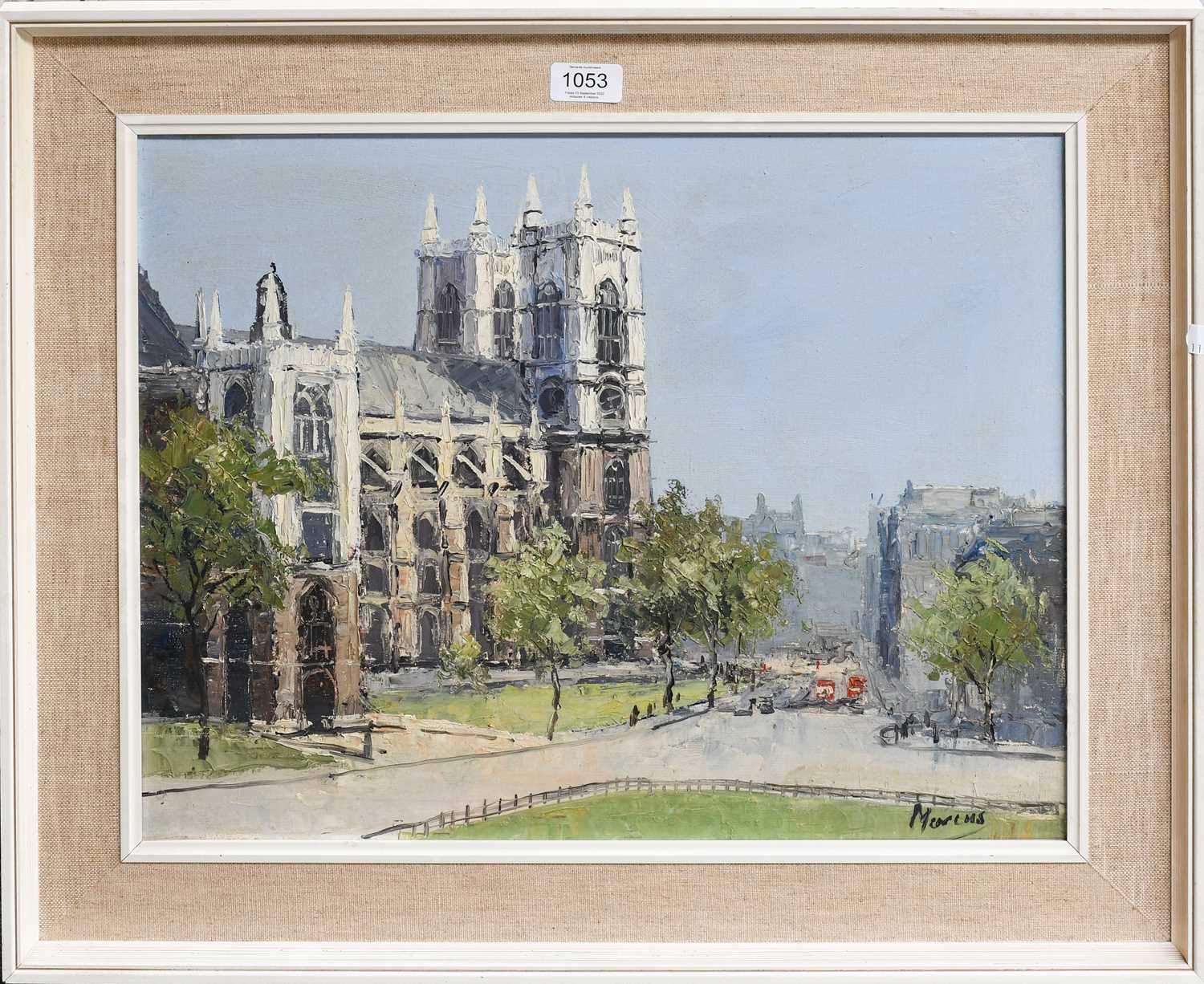 British School (20th Century)Study of Westminster Abbey Indistinctly signed, oil on canvas, 39cm - Image 2 of 2
