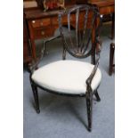 A Painted Hepplewhite Armchair, late 18th century Structurally sound. Repair to both arms and