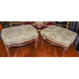 A Victorian Towel RailA Pair of Mahogany Footstools, of similar date (3)Towel rail with a couple