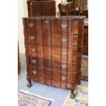 A Group of furniture, comprising: A Dutch style walnut five-height chest of drawers, 87cm by 52cm by