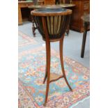 An Edwardian Inlaid Mahogany Jardiniere Stand, with brass liner, raised on splayed feet, 89cm highIn