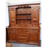 An Impressive Crossbanded and Panelled Oak Dresser, 20th century, 189cm by 55cm by 221cm