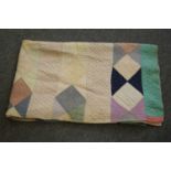 Late 19th Century Strippy Patchwork Quilt, with alternating stripes of squares on point and strips