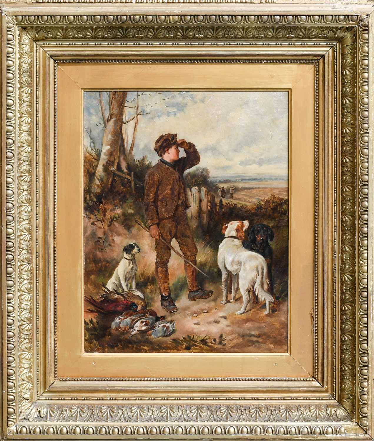 Follower of James Hardy Jnr (1832-1889)Young picker-up with his dogs and the day's bagOil on canvas, - Image 2 of 2