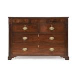 A George III Mahogany and Pine-Lined Straight Front Chest of Drawers, the later top above three