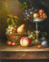 I* Bracke (20/21st Century)Still life of fruit on a ledge Signed, oil on panel, together with a