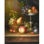 I* Bracke (20/21st Century)Still life of fruit on a ledge Signed, oil on panel, together with a