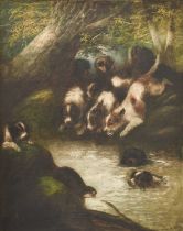 Edward Armfield (1817-1896)An Otter hunt Signed, oil on canvas, 90cm by 69cm