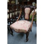 A Rosewood Framed Part Upholstered Armchair, 19th century, upholstered in pale pink fabric
