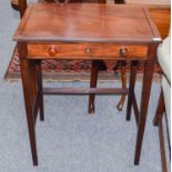 A Regency Mahogany Single Drawer Side Table, 58cm by 40cm by 74cm