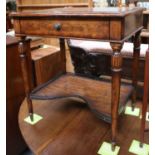 A Theodore Alexander Inlaid Oak Side Table, with gallery shelf stretcher, bearing label Theodore