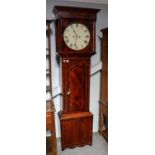 A Rosewood Crossbanded and Satinwood Inlaid Mahogany Longcase Clock, 19th century, with a painted
