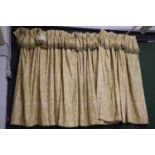 Two Pairs of Floral Yellow Curtains, approximate drop 220cm