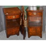 A Pair of Reproduction Walnut Bedside Tables, 38cm by 35cm by 74cm