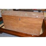 A Victorian Pine Dome Top Trunk, 140cm by 61cm by 74cm