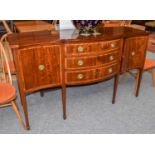 A George III Mahogany Sideboard, with serpentine front, with checkered string inlay and