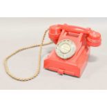 A Rare Red Bakelite Post-War Type 332 GPO Telephone