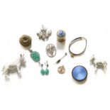 A Small Quantity of Jewellery Including, a 9 carat gold pendant, a fox mask stickpin, various