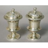 A Pair of Indian Colonial Silver Casters, by Hamilton and Co., Calcutta, First Half 19th Century,