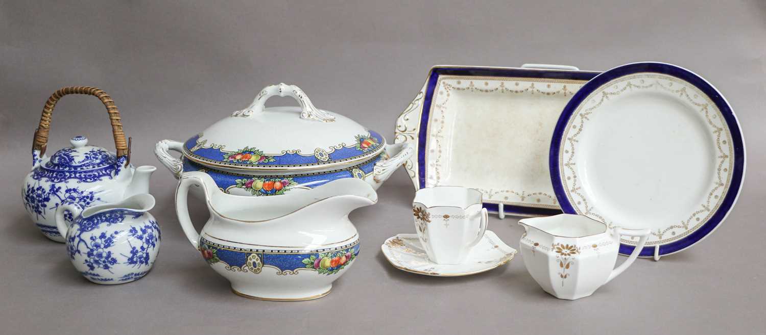 A Shelley Queen Anne Teaset, a Continental porcelain rose painted urn, pottery dinnerware, etc ( - Image 2 of 3