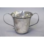 A George II Provincial Silver Porringer, Maker's Mark Worn, Probably John Langlands and John