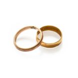A 22 Carat Gold Band Ring, finger size I1/2; and A 9 Carat Gold Band Ring, finger size M22 carat