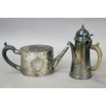 A George III Silver Teapot, by Pierre Gillois, London, 1778, slightly tapering oval, with flat