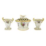 An English Porcelain Garniture, possibly Chamberlain’s Worcester, circa 1800, painted with sprays of