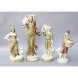 Four Royal Dux Figures, the largest formed as a Grecian water carrying maiden, 37cm highLargest