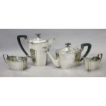 A Four-Piece George V Silver Tea-Service, by Barker Brothers Silver Ltd., Birmingham, 1933, each