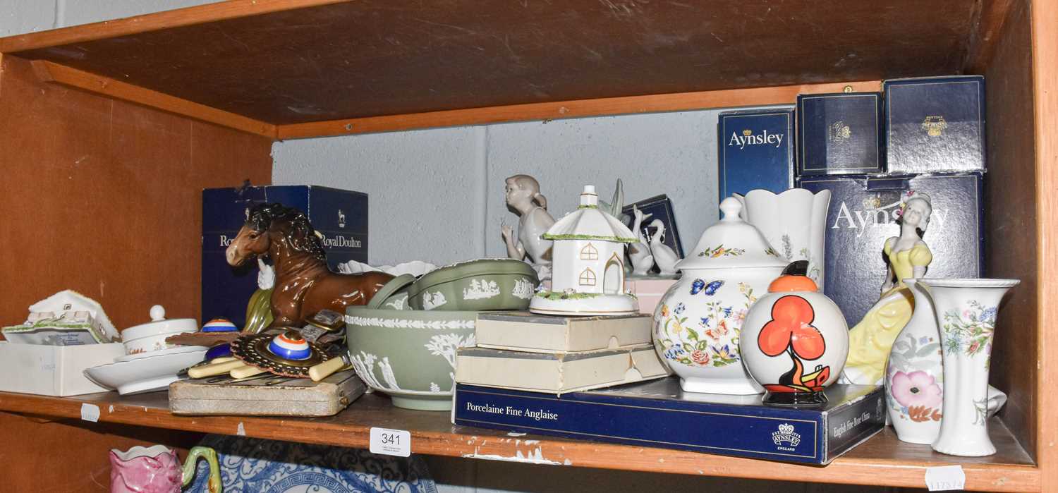 Assorted 20th Century British Ceramics, including two boxed Royal Doulton figures, boxed Aynsley,