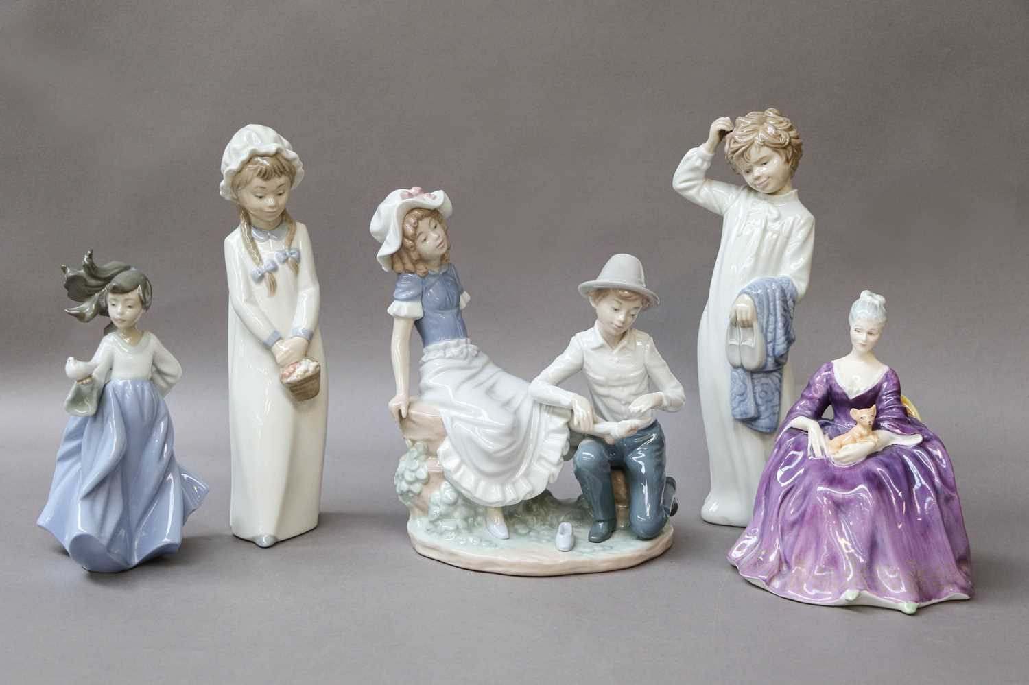 Nine Various Nao Figures, of children etc. including Disney Collection and a Royal Doulton Figure of