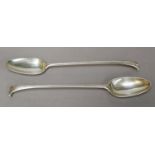A Pair of George III Silver Basting-Spoons, by Thomas Dene, London, 1770, Onslow pattern, engraved