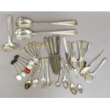 A Collection of Assorted Silver Flatware, including a pair of Old English pattern salad-servers; six