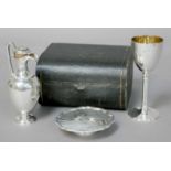 A Three-Piece Victorian Silver Travelling Communion-Set, by Edward Charles Brown, London, 1876 and